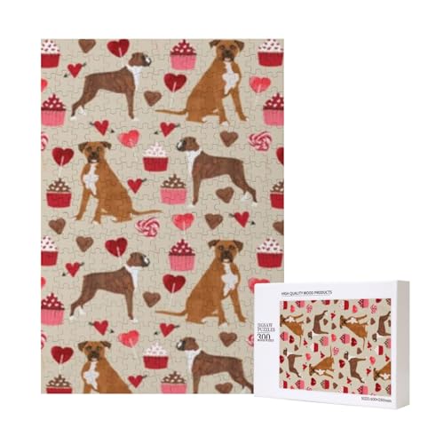 Boxer Dog Valentines Love, Puzzle Für Erwachsene, 300 Teile Puzzle Für Erwachsene, Puzzle 300 Teile Für Erwachsene Anspruchsvolle Puzzlespiele,11x15,7 Zoll von FUkker