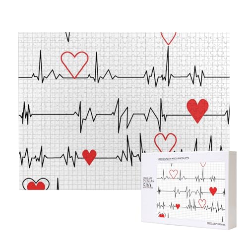 Calling Nurses EKG Stripe, 500 Stück Holzspielzeug-Puzzlespiele, Erwachsenenpuzzle, Familienspiele, Wanddekorationen,wie Gezeigt,Einheitsgröße von FUkker