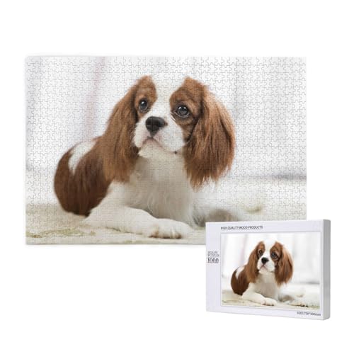 Cavalier King Charles Spaniel Brauner Spaniel, 1000 Stück Holzspielzeug, Puzzlespiele, Erwachsenenpuzzle, Familienspiele, Wanddekorationen,wie Gezeigt,Einheitsgröße von FUkker