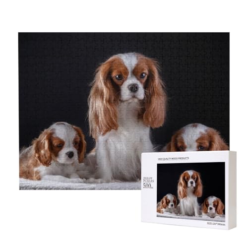 Cavalier King Charles Spaniel Mutter Mit Jungen, 500 Stück Holzspielzeug, Puzzlespiele, Erwachsenenpuzzle, Familienspiele, Wanddekorationen,wie Gezeigt,Einheitsgröße von FUkker