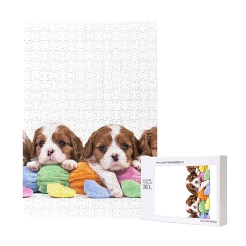 Cavalier King Charles Spaniel Welpenfamilie, Puzzle Für Erwachsene, 300 Teile, Puzzle Für Erwachsene, Puzzle 300 Teile, Für Erwachsene, Herausfordernde Puzzlespiele,11x15,7 Zoll von FUkker