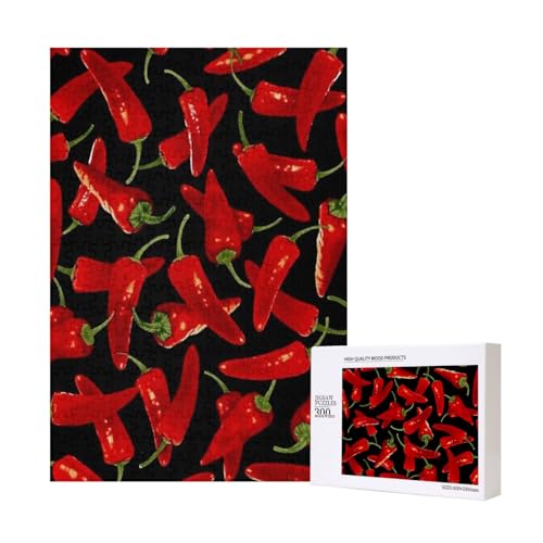 Chili Peppers Chili, Puzzle Für Erwachsene, 300 Teile Puzzle Für Erwachsene, Puzzle 300 Teile Für Erwachsene Anspruchsvolle Puzzlespiele,11x15,7 Zoll von FUkker