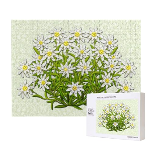 Edelweiss Schweizer Bergblumen, 500 Stück Holzspielzeug-Puzzlespiele, Erwachsenenpuzzle, Familienspiele, Wanddekorationen,wie Gezeigt,Einheitsgröße von FUkker