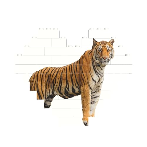 Bausteinblock Puzzle Herz, DIY Bausteinblock 3D Mikrobausteine,Bengalischer Tiger als Ausschnitt von FUkker