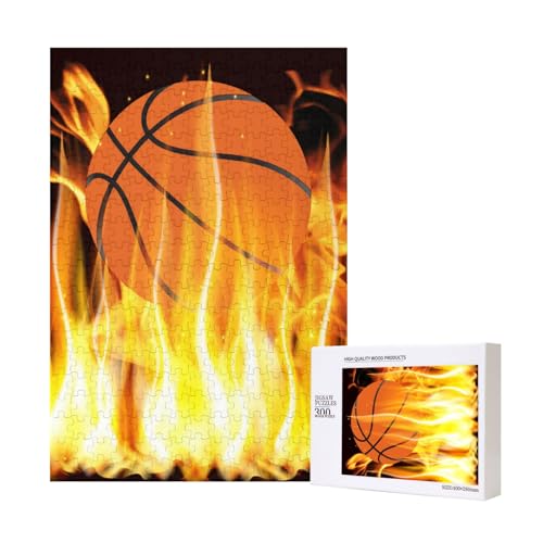 Flammen Und Basketball, Puzzle Für Erwachsene, 300 Teile Puzzle Für Erwachsene, Puzzle 300 Teile Für Erwachsene Anspruchsvolle Puzzlespiele,11x15,7 Zoll von FUkker