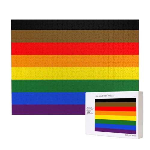 Gay Pride Regenbogen LGBT-Flagge, 500 Stück Holzspielzeug, Puzzlespiele, Erwachsenenpuzzle, Familienspiele, Wanddekorationen,wie Gezeigt,Einheitsgröße von FUkker