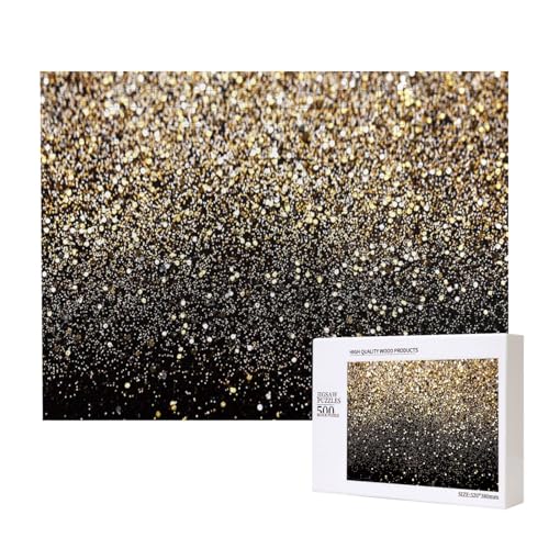 Golden Glitter Black Gold Dots, 500 Stück Holzspielzeug Puzzlespiele Erwachsene Puzzle Familienspiele Wanddekorationen,wie Gezeigt,Einheitsgröße von FUkker