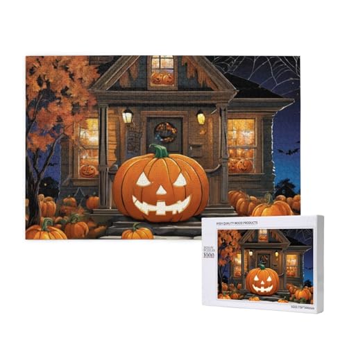 Halloween-Kürbis-Hütte, 1000 Stück Holzspielzeug, Puzzle-Spiele, Erwachsenen-Puzzle, Familienspiele, Wanddekorationen,wie Gezeigt,Einheitsgröße von FUkker