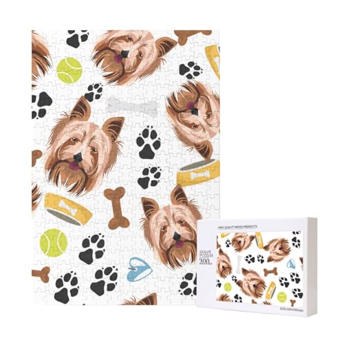 Lächelnder Hund Yorkshire Terrier, Puzzle Für Erwachsene, 300 Teile Puzzle Für Erwachsene, Puzzle 300 Teile Für Erwachsene Anspruchsvolle Puzzlespiele,11x15,7 Zoll von FUkker