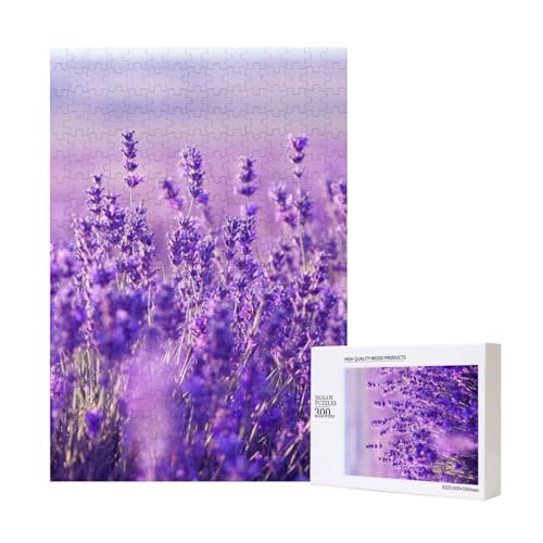 Lavendelblume Lila Landschaftslandschaft, Puzzle Für Erwachsene, 300 Teile Puzzle Für Erwachsene, Puzzle 300 Teile Für Erwachsene Anspruchsvolle Puzzlespiele,11x15,7 Zoll von FUkker