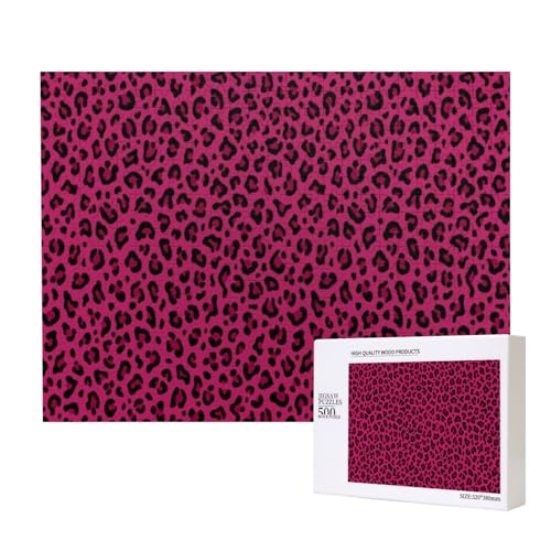 Love Leopard Leopardenmuster In Pink, 500 Stück Holzspielzeug, Puzzlespiele, Erwachsenenpuzzle, Familienspiele, Wanddekorationen,wie Gezeigt,Einheitsgröße von FUkker