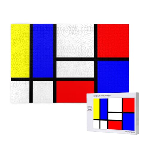 Mondrian, 1000 Stück Holzspielzeug-Puzzlespiele, Erwachsenenpuzzle, Familienspiele, Wanddekorationen,wie Gezeigt,Einheitsgröße von FUkker