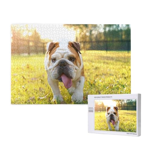 Niedlicher Bulldogge-Welpen-Aufdruck, 1000 Stück, Holzspielzeug, Puzzle-Spiele, Erwachsenen-Puzzle, Familienspiele, Wanddekorationen,wie Gezeigt,Einheitsgröße von FUkker