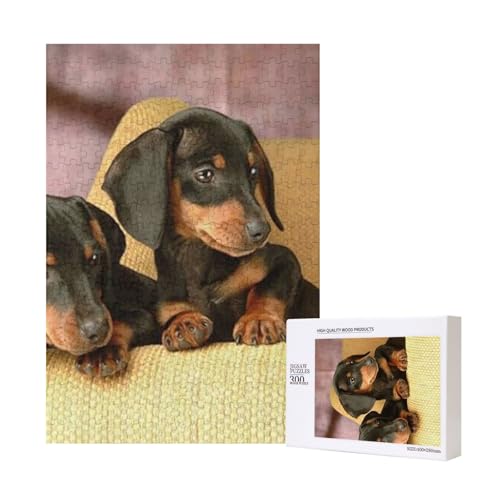 Niedlicher Zwei Dackel-Hundedruck, Puzzle Für Erwachsene, 300 Teile, Puzzle Für Erwachsene, Puzzle 300 Teile Für Erwachsene, Herausfordernde Puzzlespiele,11x15,7 Zoll von FUkker