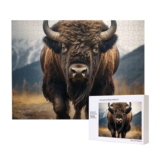 Nordamerikanischer Bison, 500 Stück Holzspielzeug, Puzzlespiele, Erwachsenenpuzzle, Familienspiele, Wanddekorationen,wie Gezeigt,Einheitsgröße von FUkker