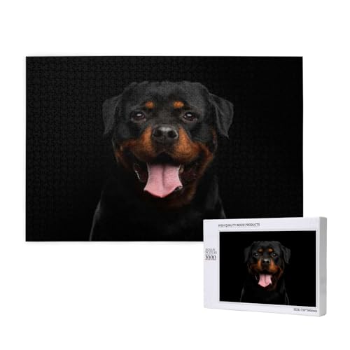 Porträt Eines Rottweiler-Hundes, 1000 Stück, Holzspielzeug, Puzzlespiele, Erwachsenenpuzzle, Familienspiele, Wanddekorationen,wie Gezeigt,Einheitsgröße von FUkker