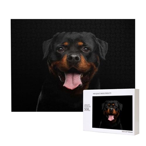 Porträt Eines Rottweiler-Hundes, 500 Stück, Holzspielzeug, Puzzlespiele, Erwachsenenpuzzle, Familienspiele, Wanddekorationen,wie Gezeigt,Einheitsgröße von FUkker