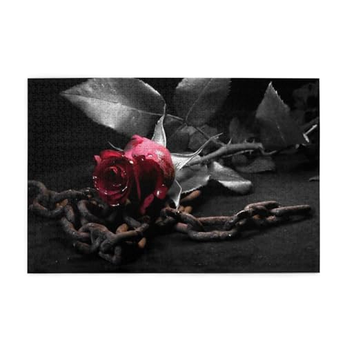 Puzzles, Puzzles für Erwachsene, anspruchsvolles Puzzle, 1000 Teile, Bilderpuzzle aus Holz, Gothic Black Roses Print von FUkker