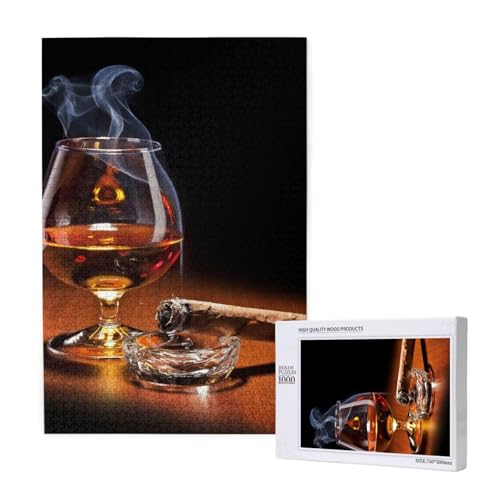 Puzzles Für Erwachsene, 1000 Teile, Puzzle Für Erwachsene, Puzzle 1000 Teile Für Erwachsene, Herausfordernde Puzzlespiele, Motiv: Zigarre Und Whisky, Gedruckt,19,7 x 29,5 Zoll von FUkker