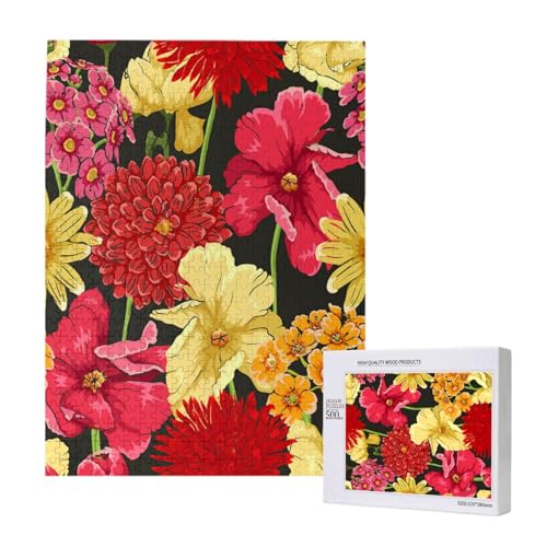 Puzzles Für Erwachsene, 500 Teile, Puzzle Für Erwachsene, Puzzle 500 Teile Für Erwachsene, Anspruchsvolle Puzzlespiele, Bunte Blumen, Blumenmuster,15x20,4 Zoll von FUkker