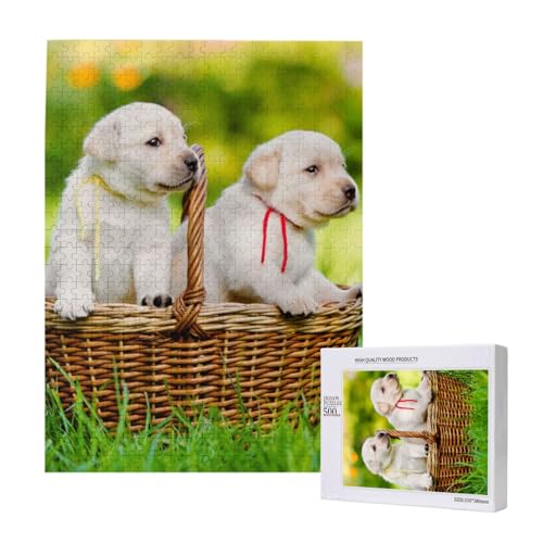 Puzzles Für Erwachsene, 500 Teile, Puzzle Für Erwachsene, Puzzle 500 Teile Für Erwachsene, Anspruchsvolle Puzzlespiele, Zwei Hunde In Einem Korb, Bedruckt,15x20,4 Zoll von FUkker