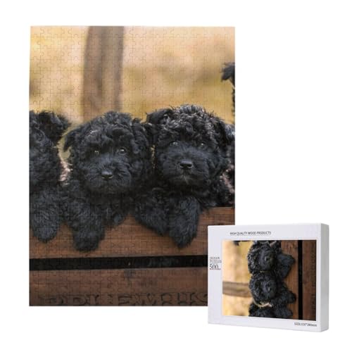 Puzzles Für Erwachsene, 500 Teile, Puzzle Für Erwachsene, Puzzle 500 Teile Für Erwachsene, Herausfordernde Puzzlespiele, Affenpinscher-Familie, Welpen, Schwarze Hunde, AFFE,15x20,4 Zoll von FUkker