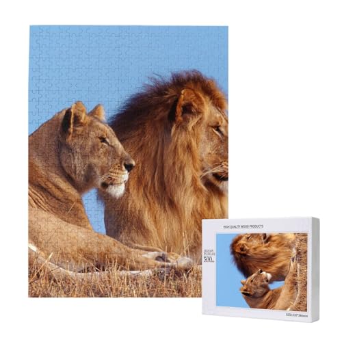 Puzzles Für Erwachsene, 500 Teile, Puzzle Für Erwachsene, Puzzle 500 Teile Für Erwachsene, Herausfordernde Puzzlespiele, Druck Mit Zwei Löwen,15x20,4 Zoll von FUkker