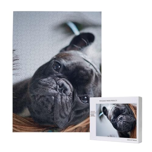 Puzzles Für Erwachsene, 500 Teile, Puzzle Für Erwachsene, Puzzle 500 Teile Für Erwachsene, Herausfordernde Puzzlespiele, French Bulldogs Mall, Schwarze Hunde Und Haustiere,15x20,4 Zoll von FUkker