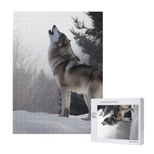 Puzzles Für Erwachsene, 500 Teile, Puzzle Für Erwachsene, Puzzle 500 Teile Für Erwachsene, Herausfordernde Puzzlespiele, Heulender Wolf-Druck,15x20,4 Zoll von FUkker