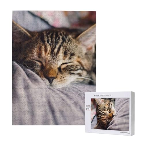 Puzzles Für Erwachsene, 500 Teile, Puzzle Für Erwachsene, Puzzle 500 Teile Für Erwachsene, Herausfordernde Puzzlespiele, Kleine Katze Schläft,15x20,4 Zoll von FUkker