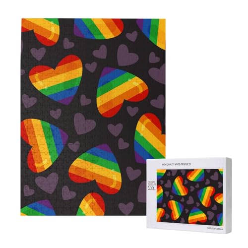 Puzzles Für Erwachsene, 500 Teile, Puzzle Für Erwachsene, Puzzle 500 Teile Für Erwachsene, Herausfordernde Puzzlespiele, LGBT Pride Gay Rainbow Heart,15x20,4 Zoll von FUkker