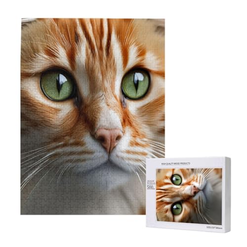 Puzzles Für Erwachsene, 500 Teile, Puzzle Für Erwachsene, Puzzle 500 Teile Für Erwachsene, Herausfordernde Puzzlespiele, Niedliche Orangefarbene Katze Mit Großem Gesicht Und Grünen Augen,15x20,4 Zoll von FUkker