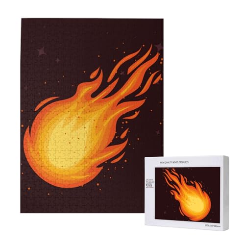 Puzzles Für Erwachsene, 500 Teile, Puzzle Für Erwachsene, Puzzle 500 Teile Für Erwachsene, Herausfordernde Puzzlespiele, Rotes Fallendes Feuerball-Flammenmuster,15x20,4 Zoll von FUkker