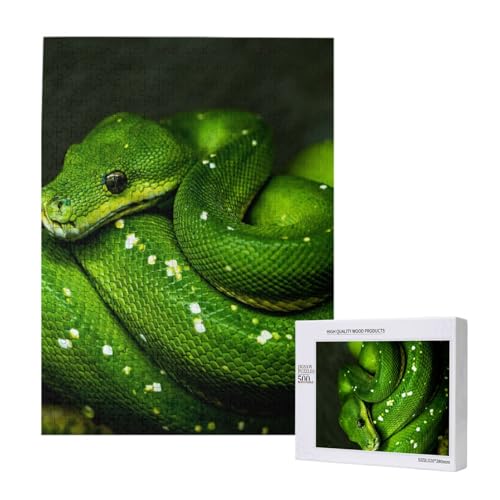 Puzzles Für Erwachsene, 500 Teile, Puzzle Für Erwachsene, Puzzle 500 Teile Für Erwachsene, Herausfordernde Puzzlespiele, Schlangengrünes Reptil,15x20,4 Zoll von FUkker