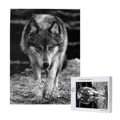 Puzzles Für Erwachsene, 500 Teile, Puzzle Für Erwachsene, Puzzle 500 Teile Für Erwachsene, Herausfordernde Puzzlespiele, Schwarz-Weiß-Wolfstier,15x20,4 Zoll von FUkker