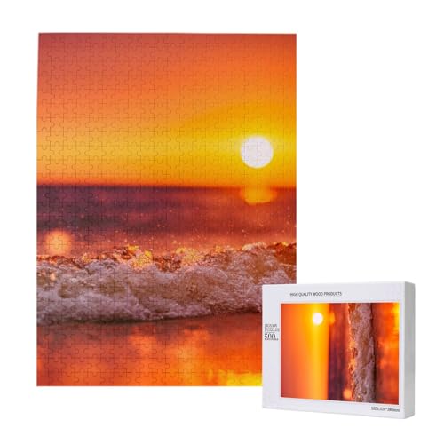 Puzzles Für Erwachsene, 500 Teile, Puzzle Für Erwachsene, Puzzle 500 Teile Für Erwachsene, Herausfordernde Puzzlespiele, Sonnenuntergang Mit Meereswellen, Bedruckt,15x20,4 Zoll von FUkker