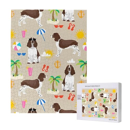 Puzzles Für Erwachsene, 500 Teile, Puzzle Für Erwachsene, Puzzle 500 Teile Für Erwachsene, Herausfordernde Puzzlespiele, Springer Spaniel Beach Summer Tropical Vacation,15x20,4 Zoll von FUkker