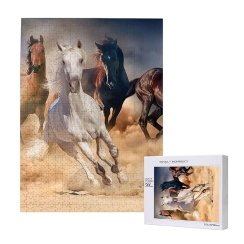 Puzzles Für Erwachsene, 500 Teile, Puzzle Für Erwachsene, Puzzle 500 Teile Für Erwachsene, Herausfordernde Puzzlespiele, Wildes Pferd Läuft Gegen Sandsturm,15x20,4 Zoll von FUkker