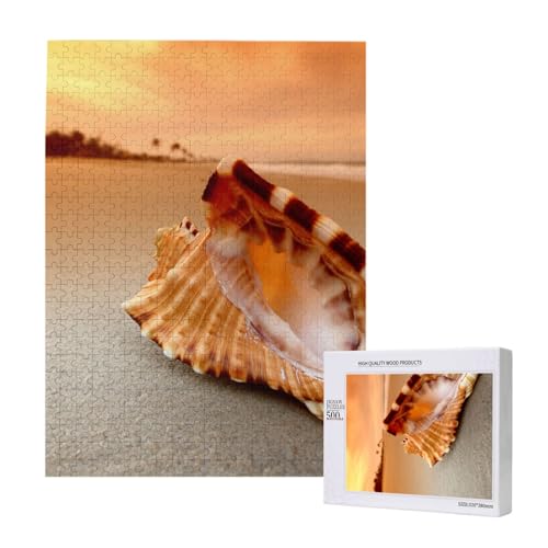 Puzzles Für Erwachsene, 500-Teiliges Puzzle Für Erwachsene, Puzzle 500 Teile Für Erwachsene, Herausfordernde Puzzlespiele, Sonnenuntergang Über Dem Meer Die Muschelmuschel,15x20,4 Zoll von FUkker