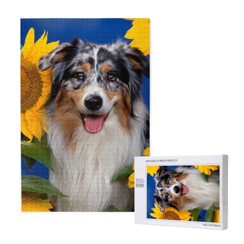 Puzzles Für Erwachsene 1000 Teile Puzzles Für Erwachsene, Puzzle 1000 Teile Für Erwachsene Anspruchsvolle Puzzlespiele Australischer Schäferhund,19,7 x 29,5 Zoll von FUkker