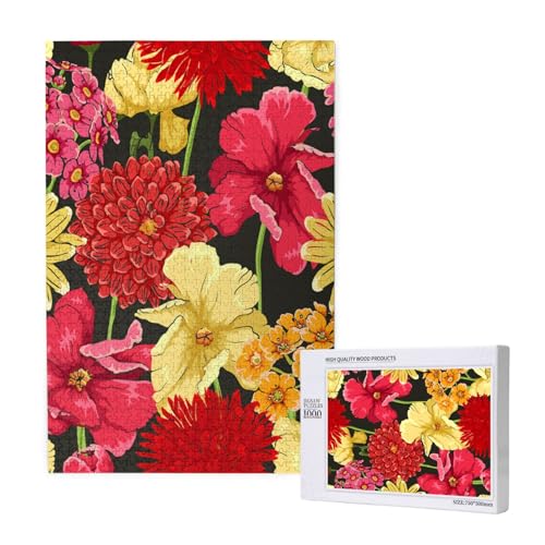 Puzzles Für Erwachsene 1000 Teile Puzzles Für Erwachsene, Puzzle 1000 Teile Für Erwachsene Anspruchsvolle Puzzlespiele Bunte Blumen Blumenmuster,19,7 x 29,5 Zoll von FUkker