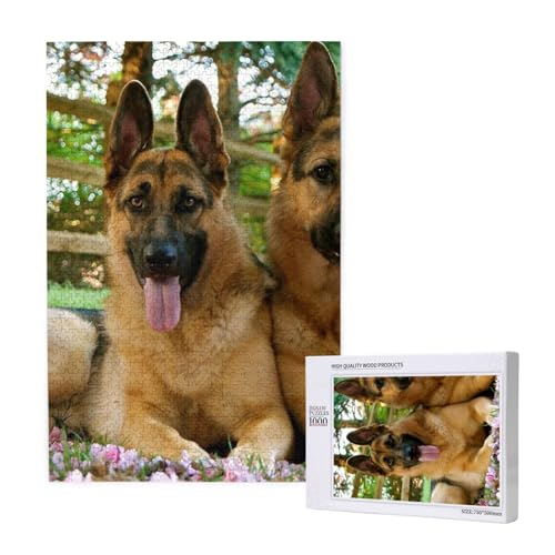 Puzzles Für Erwachsene 1000 Teile Puzzles Für Erwachsene, Puzzle 1000 Teile Für Erwachsene Anspruchsvolle Puzzlespiele Buntes Süßes Haustier Deutscher Schäferhund,19,7 x 29,5 Zoll von FUkker