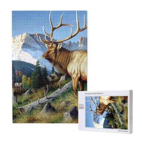 Puzzles Für Erwachsene 1000 Teile Puzzles Für Erwachsene, Puzzle 1000 Teile Für Erwachsene Anspruchsvolle Puzzlespiele Coole Hirsch-Hirsch-Bilder,19,7 x 29,5 Zoll von FUkker