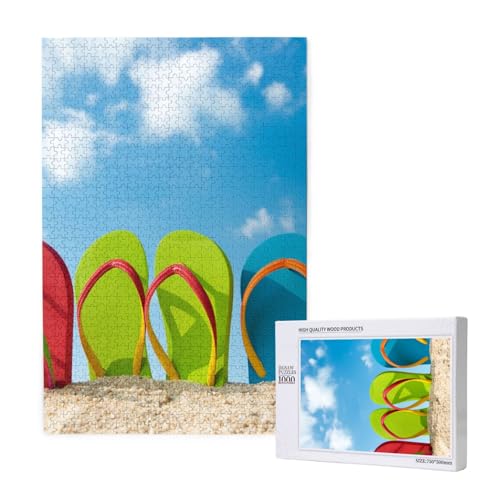 Puzzles Für Erwachsene 1000 Teile Puzzles Für Erwachsene, Puzzle 1000 Teile Für Erwachsene Anspruchsvolle Puzzlespiele Flip Flop Summer Beach,19,7 x 29,5 Zoll von FUkker