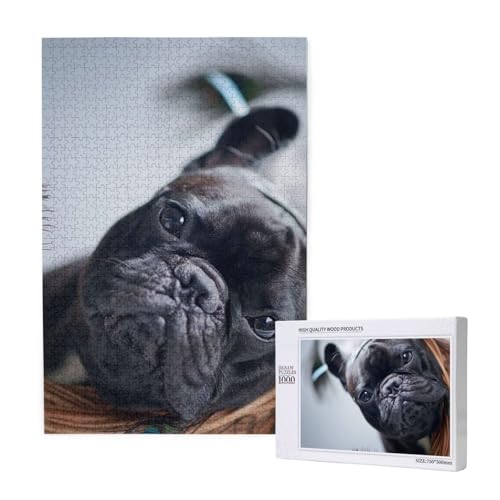 Puzzles Für Erwachsene 1000 Teile Puzzles Für Erwachsene, Puzzle 1000 Teile Für Erwachsene Anspruchsvolle Puzzlespiele Französische Bulldogs Mall Schwarze Hunde Haustiere,19,7 x 29,5 Zoll von FUkker