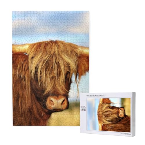 Puzzles Für Erwachsene 1000 Teile Puzzles Für Erwachsene, Puzzle 1000 Teile Für Erwachsene Anspruchsvolle Puzzlespiele Highland Cow Gedruckt,19,7 x 29,5 Zoll von FUkker