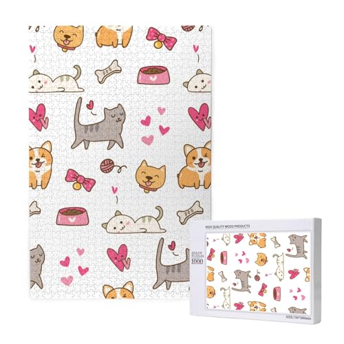 Puzzles Für Erwachsene 1000 Teile Puzzles Für Erwachsene, Puzzle 1000 Teile Für Erwachsene Anspruchsvolle Puzzlespiele Hund Und Katze Kawaii,19,7 x 29,5 Zoll von FUkker