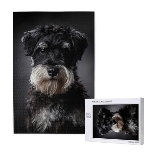 Puzzles Für Erwachsene 1000 Teile Puzzles Für Erwachsene, Puzzle 1000 Teile Für Erwachsene Anspruchsvolle Puzzlespiele Schnauzer-Portrait Dunkelgrau,19,7 x 29,5 Zoll von FUkker