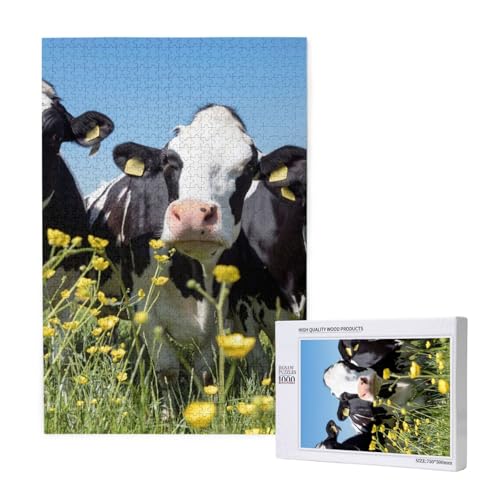 Puzzles Für Erwachsene 1000 Teile Puzzles Für Erwachsene, Puzzle 1000 Teile Für Erwachsene Anspruchsvolle Puzzlespiele Schwarze Weiße Kühe,19,7 x 29,5 Zoll von FUkker