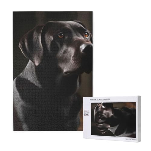 Puzzles Für Erwachsene 1000 Teile Puzzles Für Erwachsene, Puzzle 1000 Teile Für Erwachsene Anspruchsvolle Puzzlespiele Schwarzer Labrador-Druck,19,7 x 29,5 Zoll von FUkker